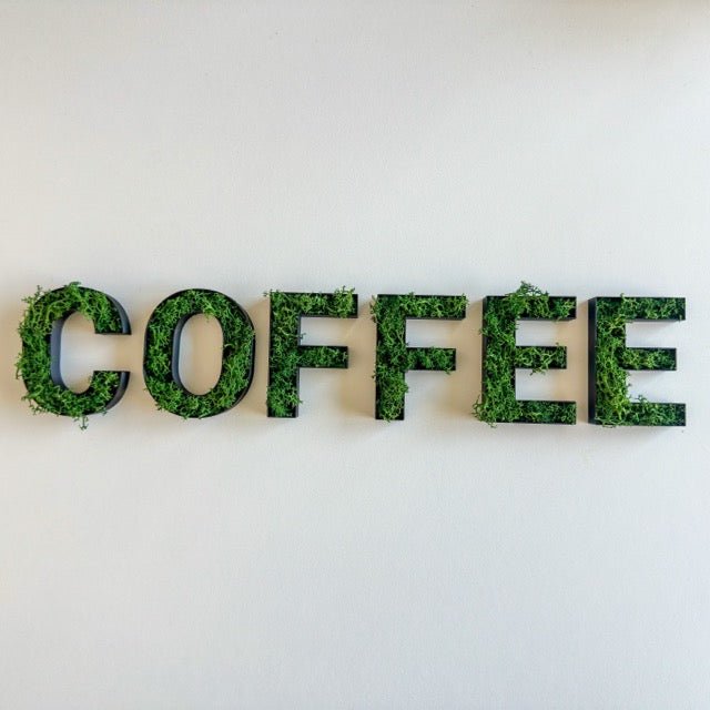 COFFEE – Set aus Moosbuchstaben - moosletters.de